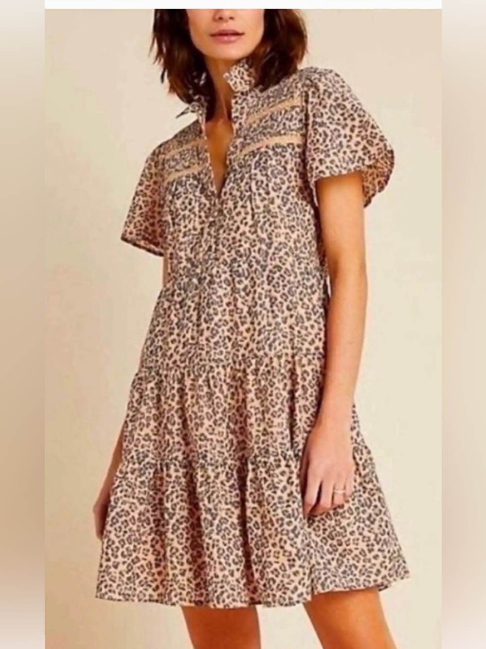 Anthropologie Georgina Tiered Leopard Print Dress